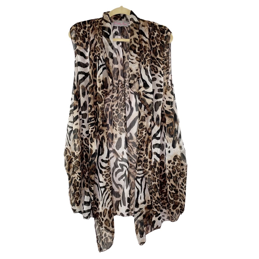 Pretty Angels Leopard Silk Vest Sheer Size M Layer